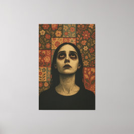 Impressão Em Tela Retrato sem som com patch floral