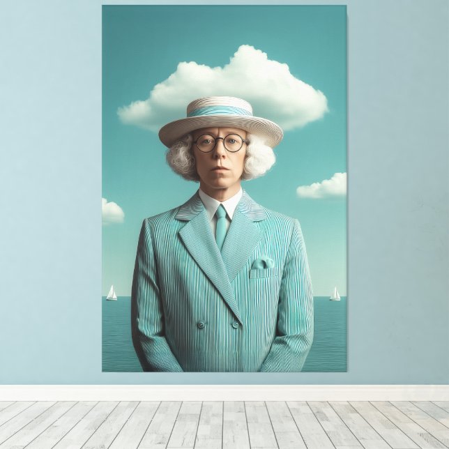 Impressão Em Tela Retrato Surreal Cavalheiro à Sede (Insitu(piso de madeira))