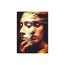 Retrato Surrealista de Mulher com Máscara Pintada