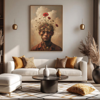 Impressão Em Tela Retrato Surrealista Jardim da Mente