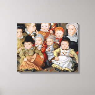 Impressão Em Tela Retrato T33337 de uma mãe com seu childre oito