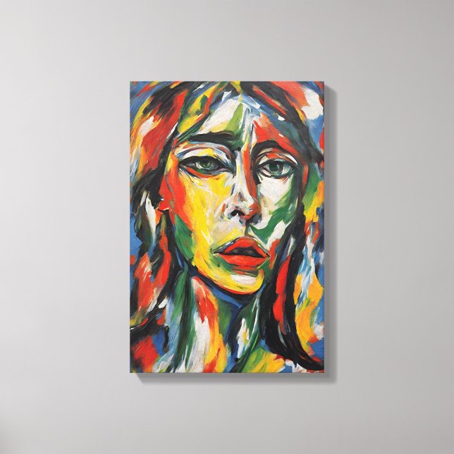 Impressão Em Tela Retrato vibrante de Abstrato mulher por expressão  (Frente)