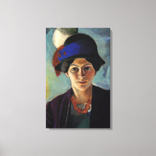 Impressão Em Tela Retrato Vintage da Esposa do Artista com Chapéu