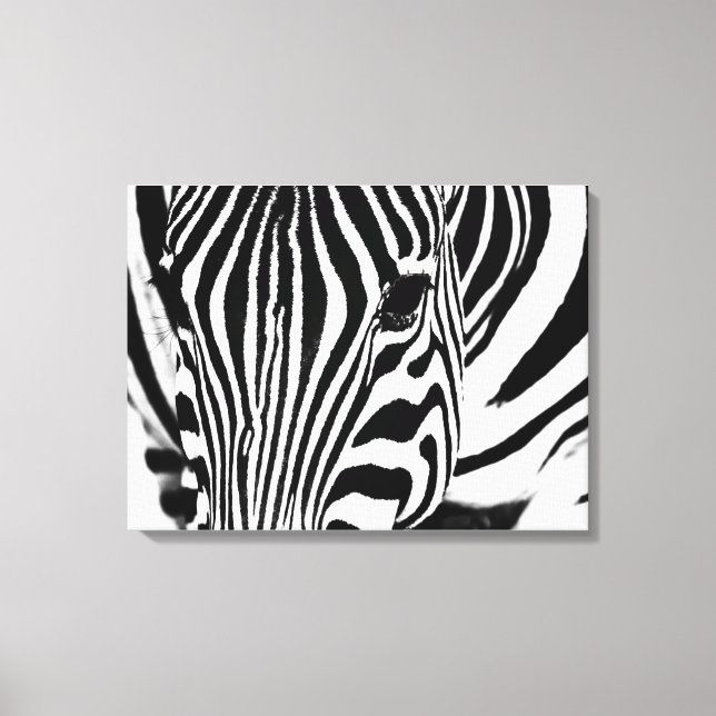 Impressão Em Tela Retrato zebra preto e branco (Frente)
