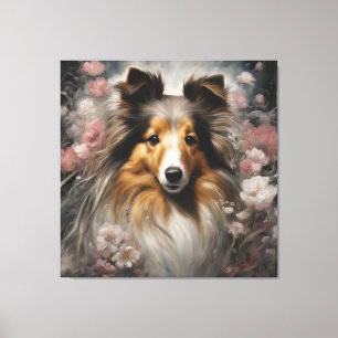 Impressão Em Tela Retratos de Raça de Cachorro Flor 15