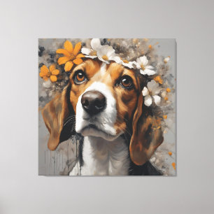 Impressão Em Tela Retratos de Raças de Cães Florais 17