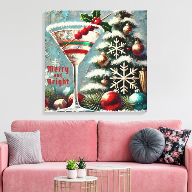 Impressão Em Tela Retro 50 Cranberry Snowflake de Natal Martini (Insitu(Sala de estar))