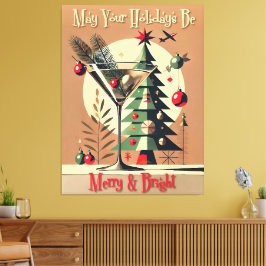 Impressão Em Tela Retro 50s Jet Set Martini de Natal Árvore de Natal