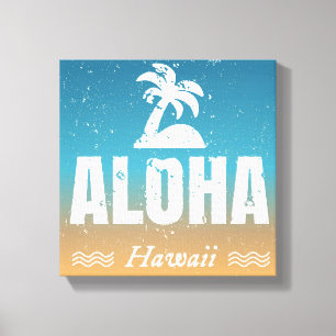 Impressão Em Tela Retro Aloha Hawaii