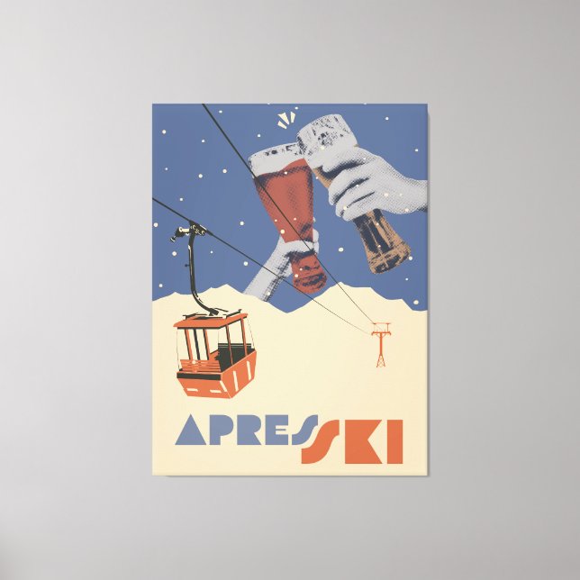Impressão Em Tela Retro Apos Esqui  (Frente)