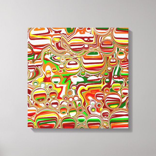 Impressão Em Tela Retro Bolhas Abstrato de Arte Moderna (Frente)