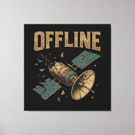 Impressão Em Tela Retro Broken Satellite "OFFLINE" Space Art