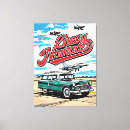Impressão Em Tela Retro Classic Wagon Sky Pop Art Illustration Print