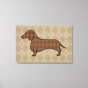 Impressão Em Tela Retro Dachshund Wall Art