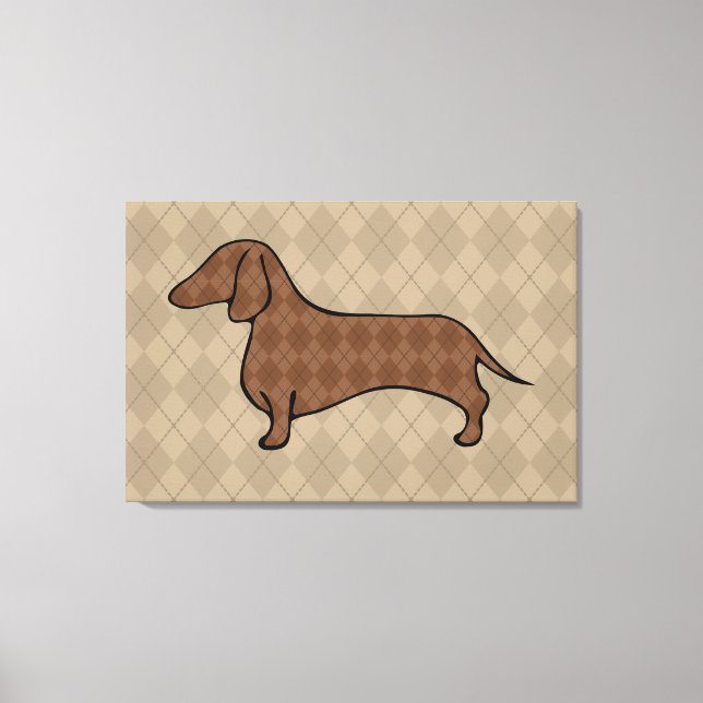 Impressão Em Tela Retro Dachshund Wall Art (Frente)