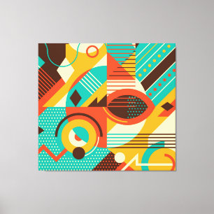 Impressão Em Tela Retro geométrico colorido: abstração de safra.
