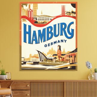 Impressão Em Tela Retro Hamburg Art