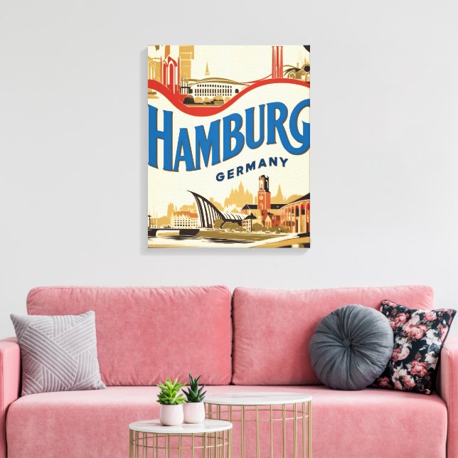 Impressão Em Tela Retro Hamburg Art (Insitu(Sala de estar))