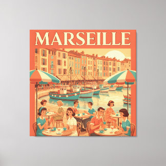 Impressão Em Tela Retro Marselha : Riviera Francesa dos anos 50