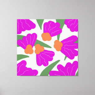 Impressão Em Tela Retro Neon Bright Abstrato Florals