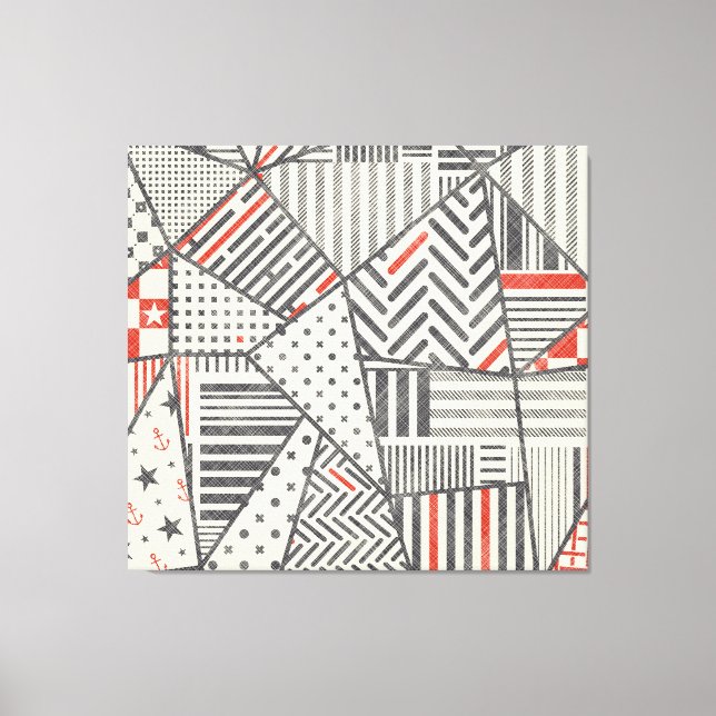 Impressão Em Tela Retro Patch: Abstrato Geométrico Design (Frente)