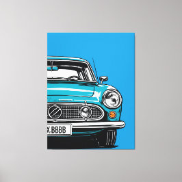Impressão Em Tela Retro Teal Classic Car Front Pop Art Illustration
