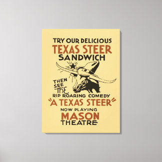 Impressão Em Tela Retro Texas Steer Sandwich e teatro