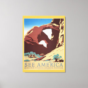 Impressão Em Tela Retro Veja a América Western Cowboys Deserto Arco