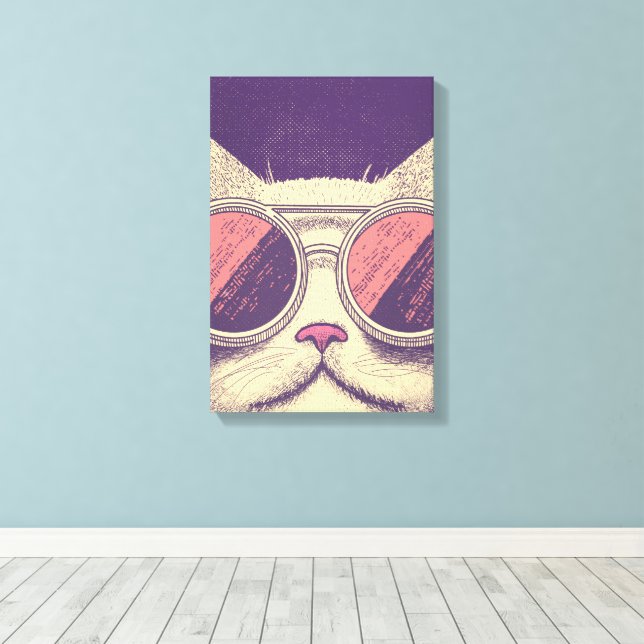 Impressão Em Tela Retro Vintage Gatinho (Insitu(piso de madeira))