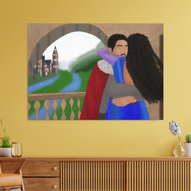 Impressão Em Tela Reunido | Princesa e Príncipe | Fairytale (Insitu(Sala de estar))