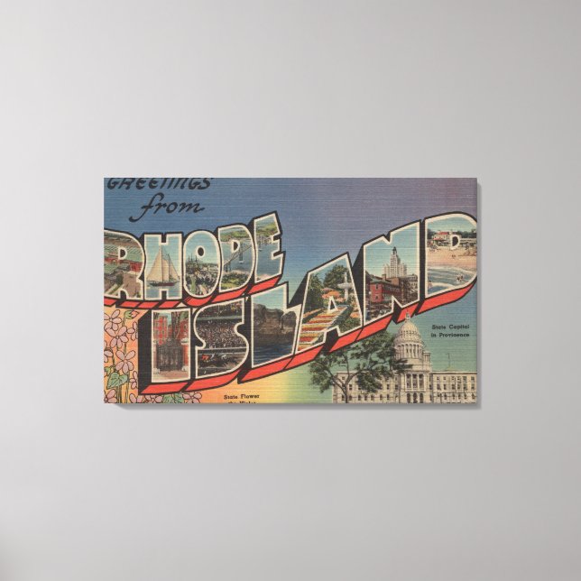 Impressão Em Tela Rhode Island (Capital do Estado/Flor) (Frente)