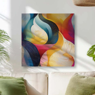 Impressão Em Tela Ribas Coloridas de Redemoinho Abstrato