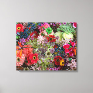 Impressão Em Tela Rico Buquê Floral de Outono com Gerberas e Frutas