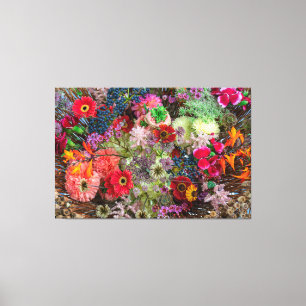 Impressão Em Tela Rico Buquê Floral de Outono com Gerberas e Frutas