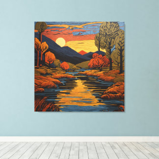 Impressão Em Tela Rio Dusk, de Montoya