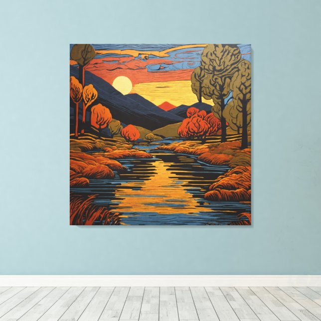 Impressão Em Tela Rio Dusk, de Montoya (Insitu(piso de madeira))