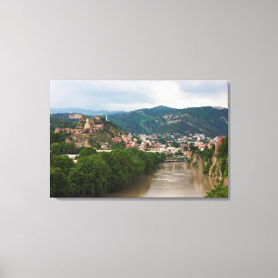Impressão Em Tela Rio Mt'k'vari Fluindo, Tbilisi