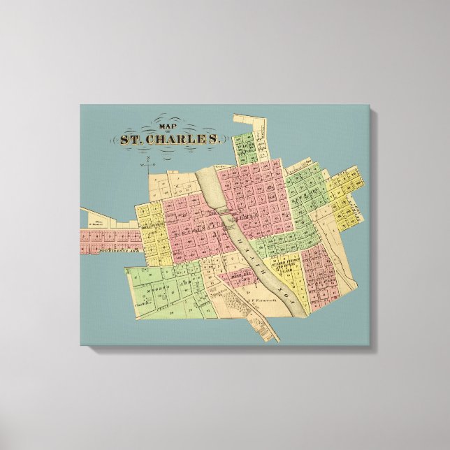 Impressão Em Tela RIO o CONDADO DE KANE da RAPOSA do MAPA de St (Frente)