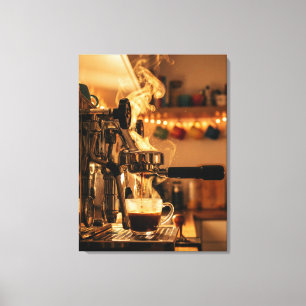 Impressão Em Tela Ritual de Café Espresso Dourado – Arte de Café Que