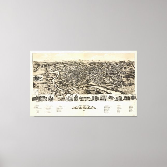 Impressão Em Tela Roanoke, Virgínia (1891) (Frente)