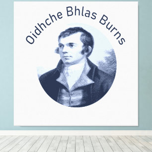 Impressão Em Tela Robbie Burns - Oidhche Bhlas Burns Texto Azul