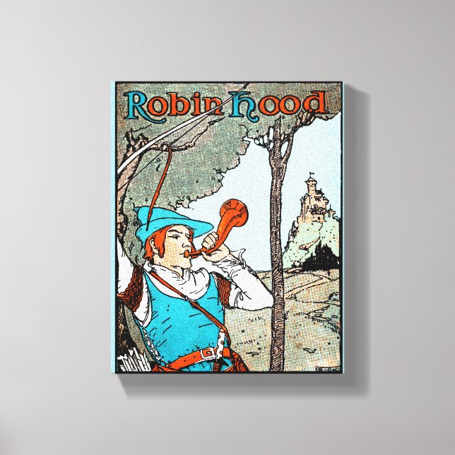Impressão Em Tela Robin Hood Antique Illustração Homens Felizes (Frente)