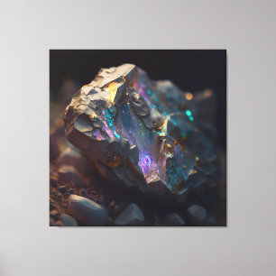 Impressão Em Tela Roca Inspirada em Opala Preta com Destaques Violet