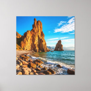 Impressão Em Tela Rocha Costeira Majestosa Contra um Oceano Azul Bri