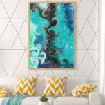 Impressão Em Tela Rochas de mármore de artérias lacrimogêneas, azuis<br><div class="desc">Teal,  Blue and Black Fluid Art Marble Roda Arte Digital. Isto é feito para parecer uma pintura de derramamento em estilo digital.</div>