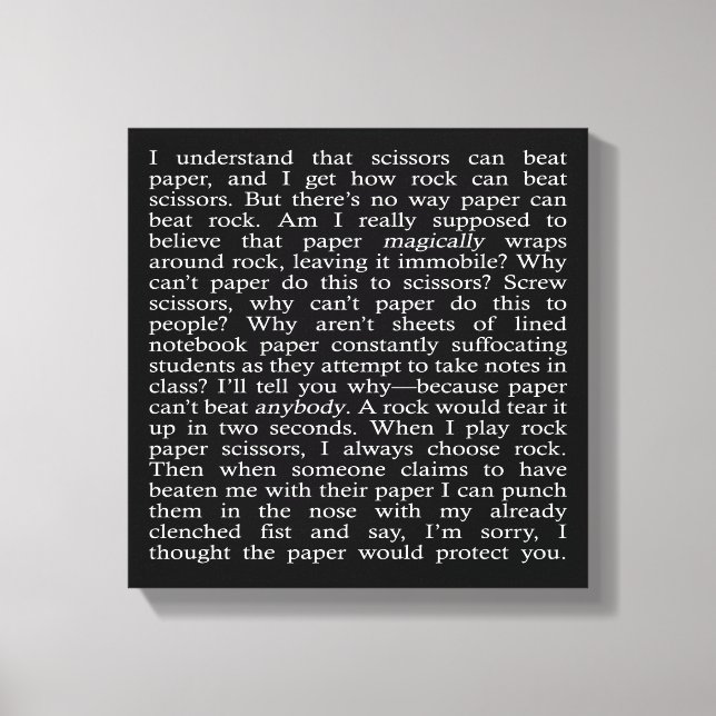 Impressão Em Tela Rock, papel, tesoura (Frente)