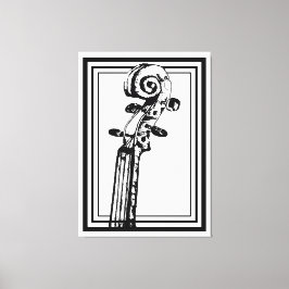 Impressão Em Tela Rolagem de violino preto e branco com contornos pr