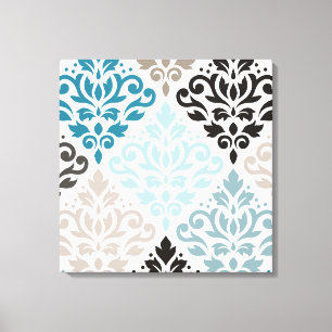Impressão Em Tela Rolar as Teais de Arte do Padrão Damask XLg Escorr