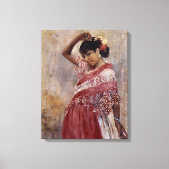 Impressão Em Tela Romani Gypsy Woman Dancing (por Albert Edelsense) (Frente)