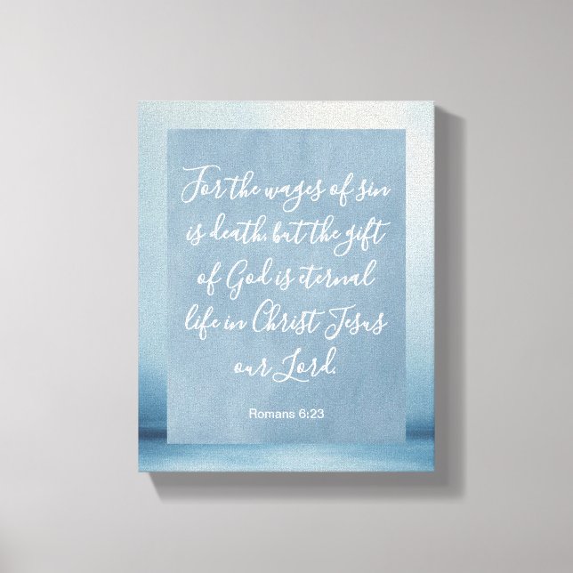 Impressão Em Tela Romanos 6:23 Verso de Bíblia Personalizável (Frente)